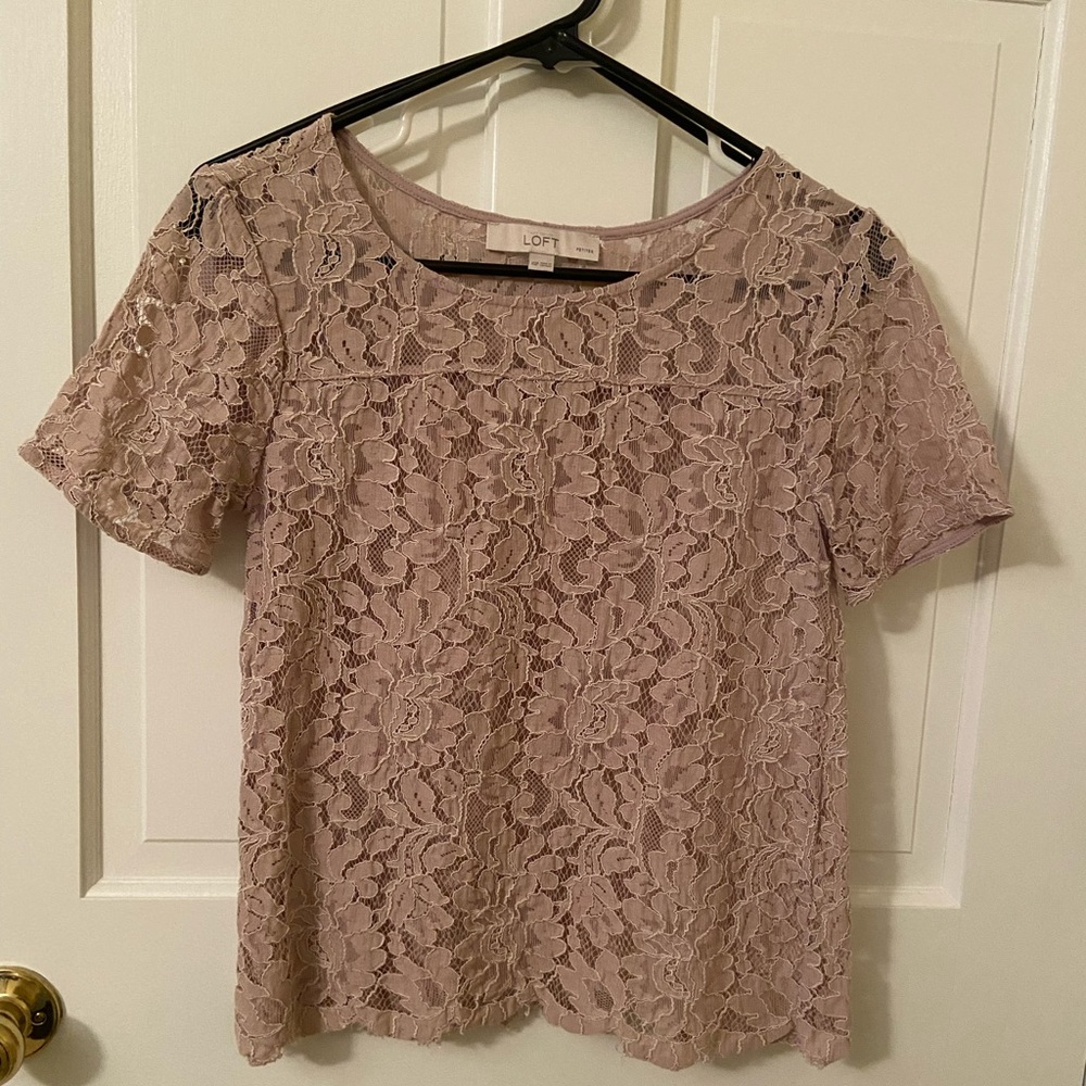 Loft blush pink lace top XSP